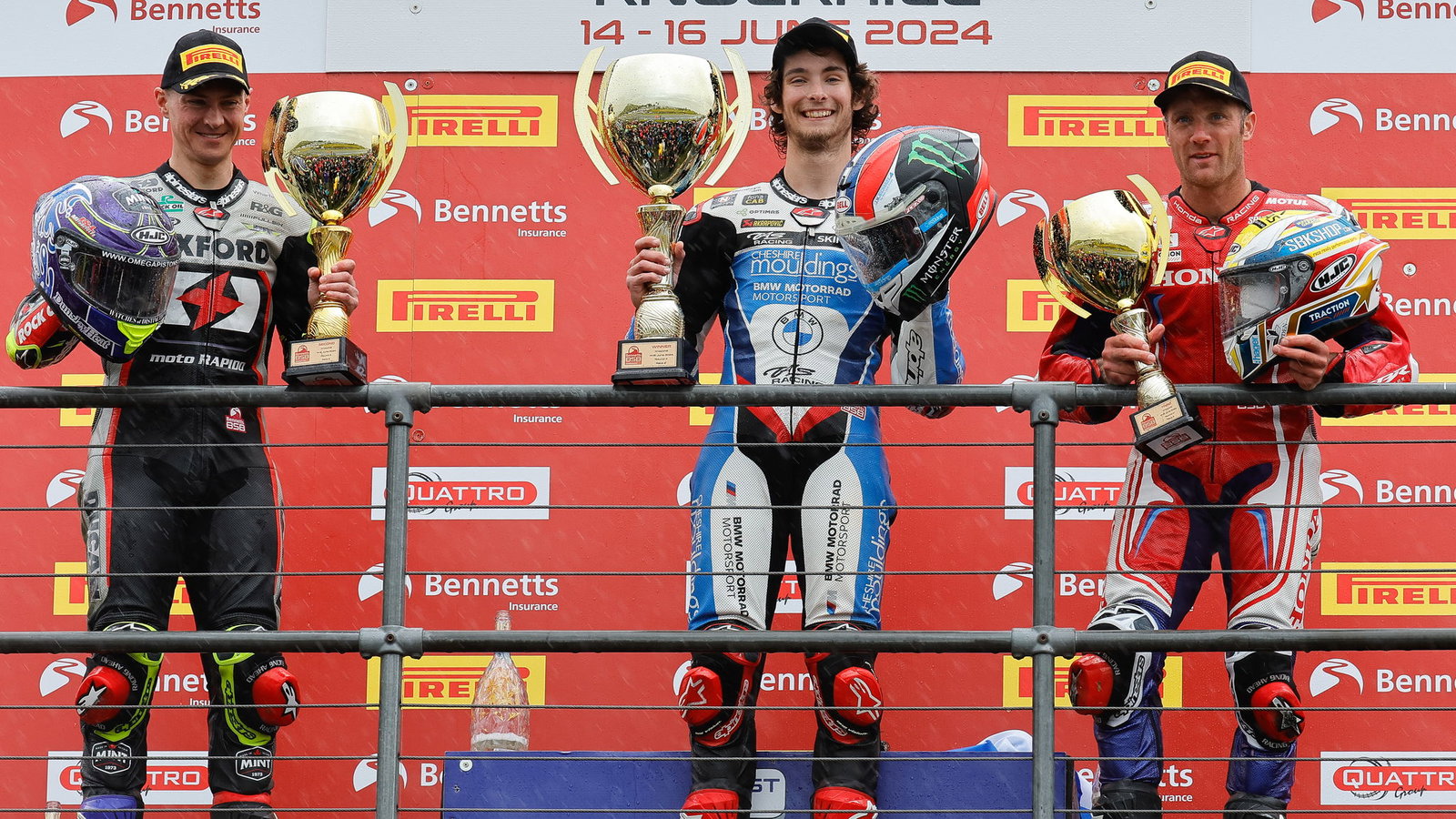 Rory Skinner, BSB, 2024, Knockhill, race two, 16th June, sprint, podium, Iddon, Bridewell